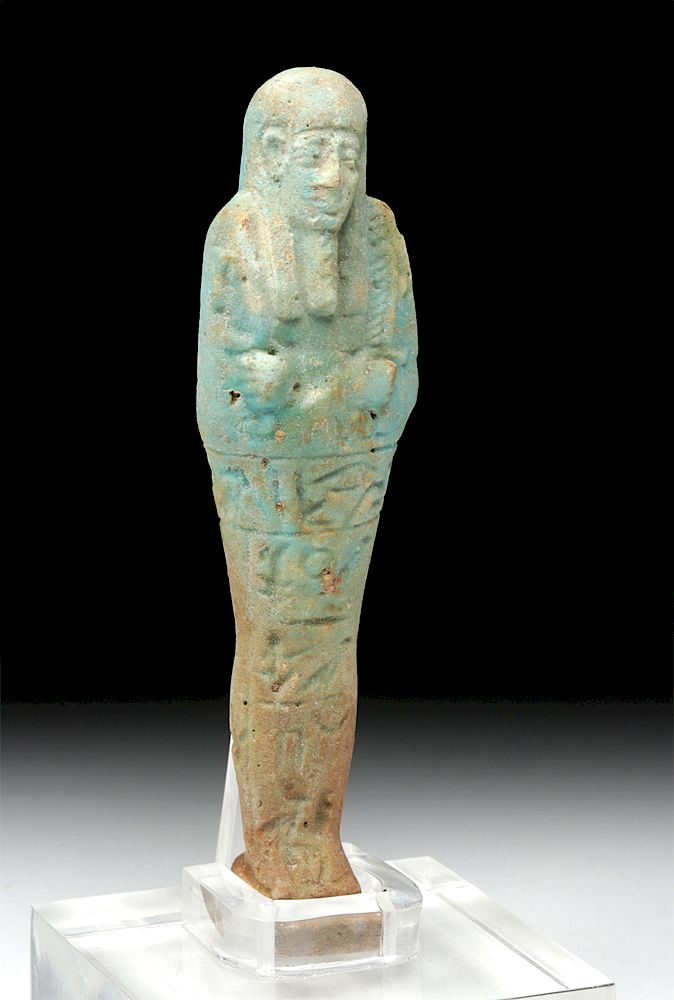 Appraisal: Tall Egyptian Faience Ushabti w Hieroglyphs Originally Listed At Egypt