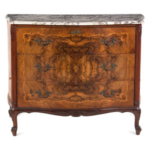 Appraisal: An Italian Marquetry Marble-Top Secretary Commode Late th Early th