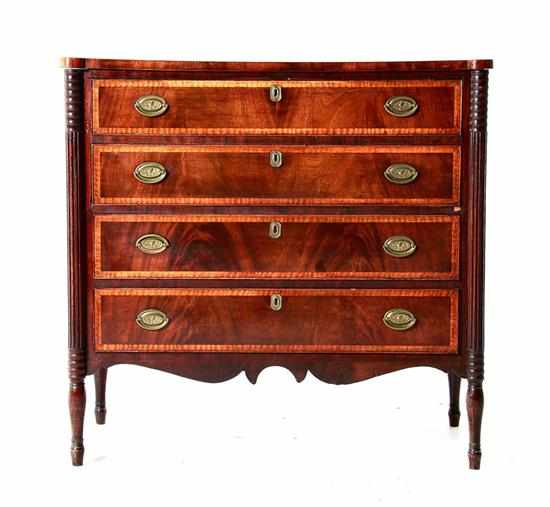 Appraisal: Federal inlaid mahogany chest of drawers probably Massachusetts early th