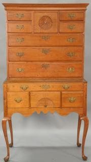 Appraisal: Queen Anne cherry highboy in two parts upper portion with