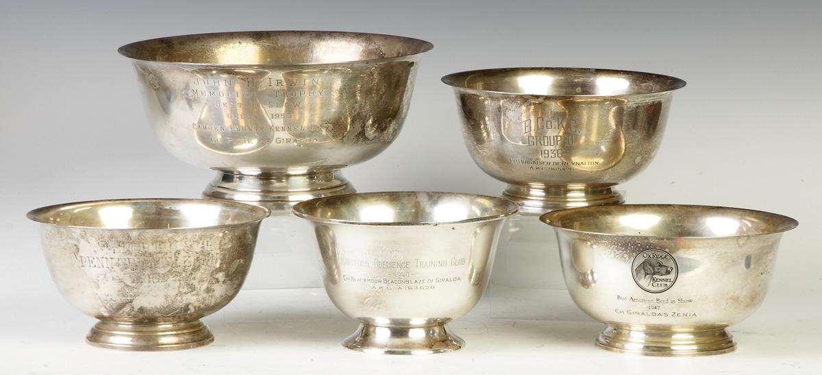 Appraisal: Group of Sterling Silver Presentation Bowls Various makers All inscribed