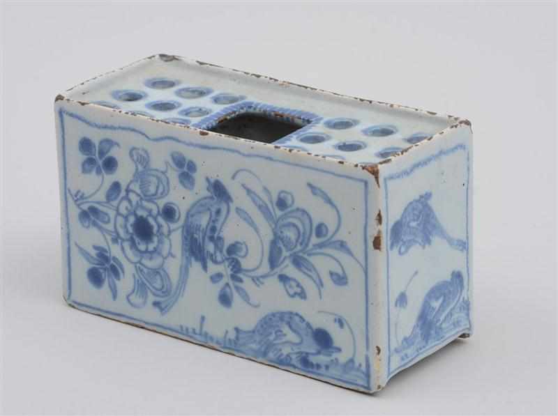 Appraisal: ENGLISH DELFT BLUE AND WHITE FLOWER BRICK London or Liverpool