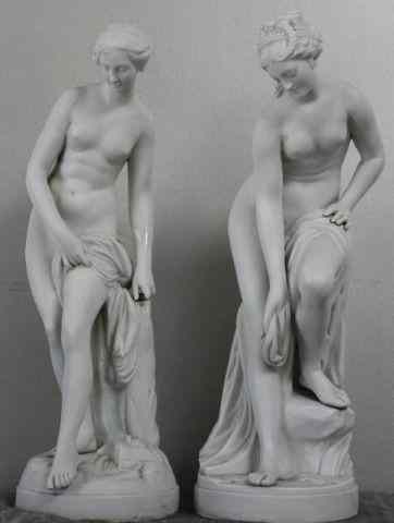 Appraisal: Pair of Parian Classical Figures With incised marks on base