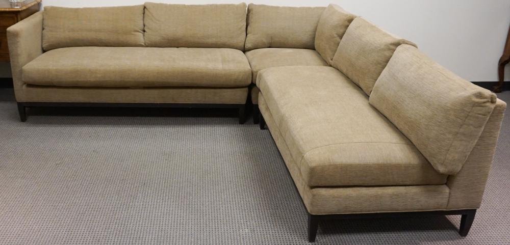 Appraisal: LEE INDUSTRIES TAN UPHOLSTERED THREE-SECTION CORNER SOFA -SERIES X X