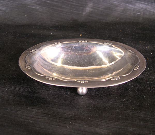 Appraisal: Georg Jensen Oval Sterling Silver Ball-Footed Sweetmeat Bowl of diminutive