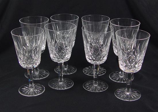 Appraisal: Eight Waterford Lismore Water Goblets With etched signature high