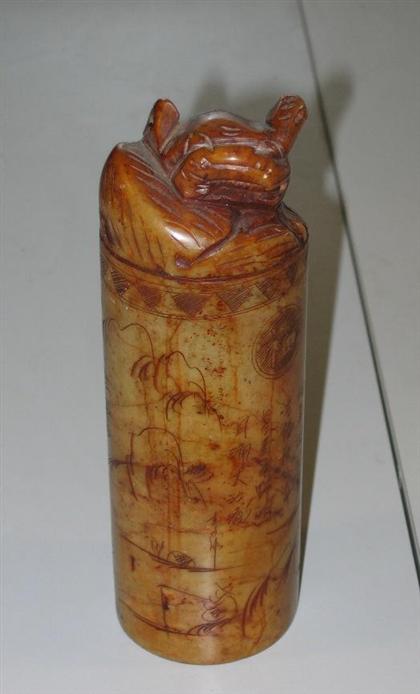 Appraisal: Chinese carved soapstone seal th century tall