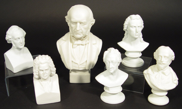 Appraisal: Seven Parian busts modelled as classical composers and historical figures