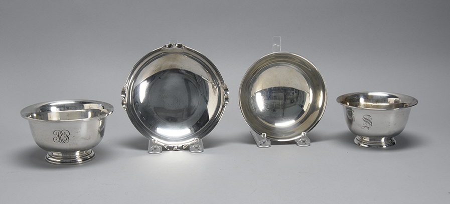 Appraisal: FOUR STERLING SILVER HOLLOWWARE BOWLS Three Paul Revere-style bowls and