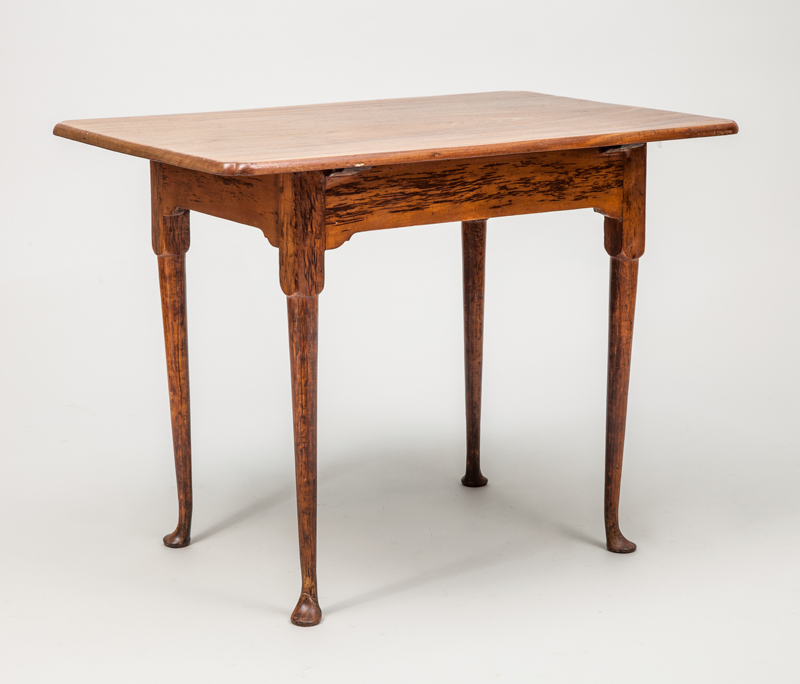 Appraisal: QUEEN ANNE FIGURED MAHOGANY AND MAPLE TAVERN TABLE x x