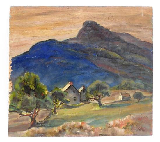 Appraisal: Marion Huse American - Farmhouse Below Blue Peak oil on