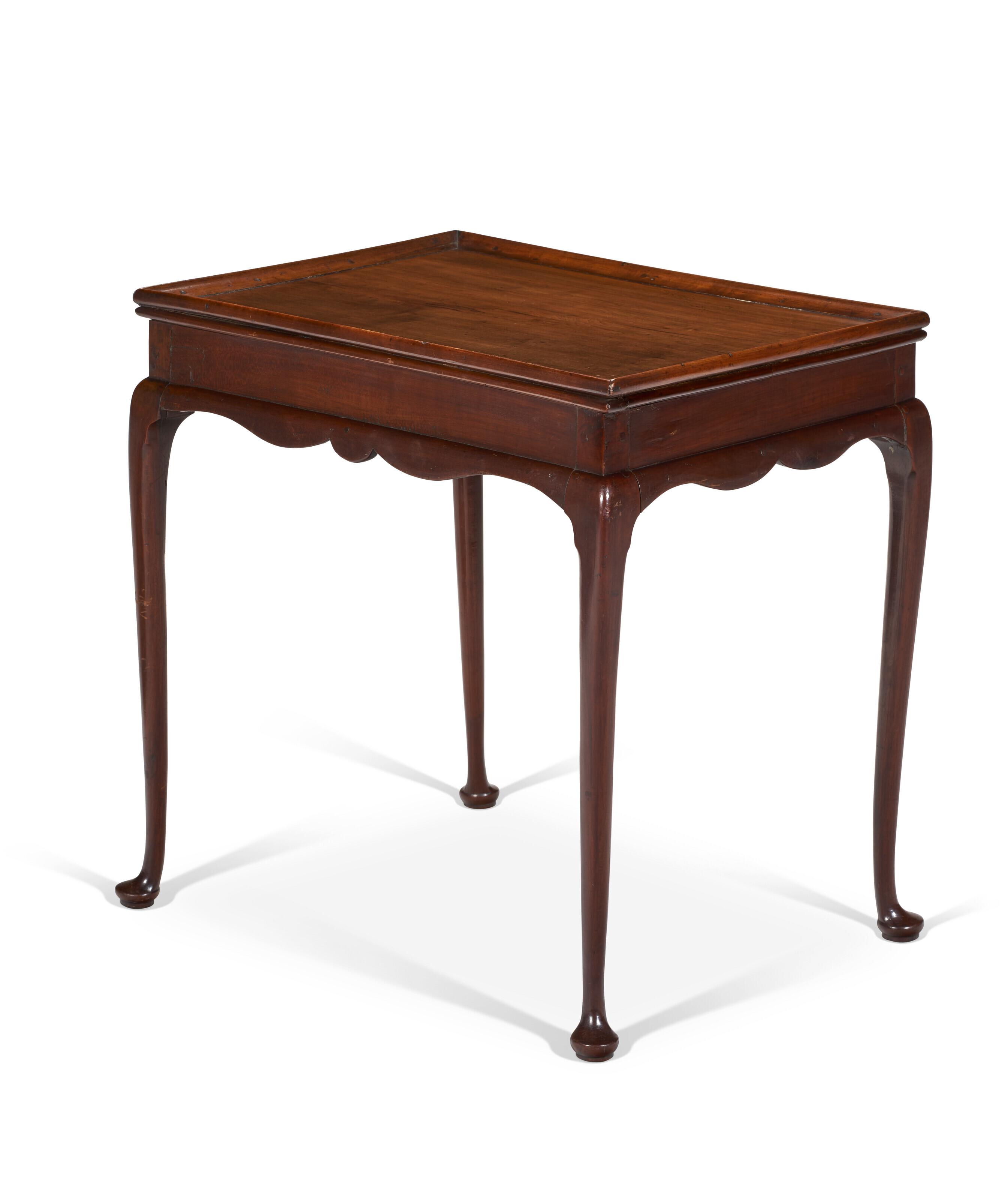 Appraisal: A QUEEN ANNE CHERRYWOOD TRAY-TOP TEA TABLE NEW ENGLAND CIRCA