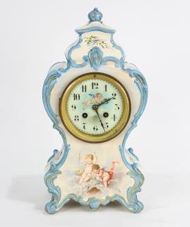 Appraisal: Signed French porcelain mantle clock late th century executed in