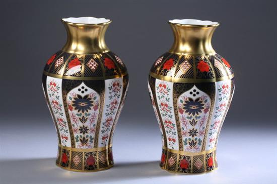 Appraisal: PAIR ROYAL CROWN DERBY OLD IMARI ARUM LILY VASES pattern