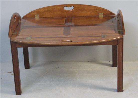 Appraisal: th century butler's mahogany and rosewood tray with brass hinges