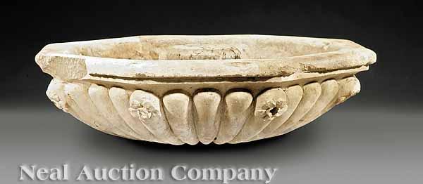 Appraisal: An Antique French Finely Carved Limestone Fountain Basin of Massive