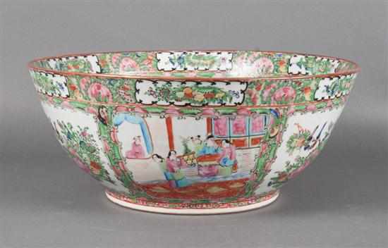 Appraisal: Chinese Export Rose Medallion porcelain punch bowl circa stamped ''Made