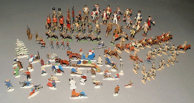 Appraisal: Cast lead soldiers and flats Dickens figures-skaters etc Britains various