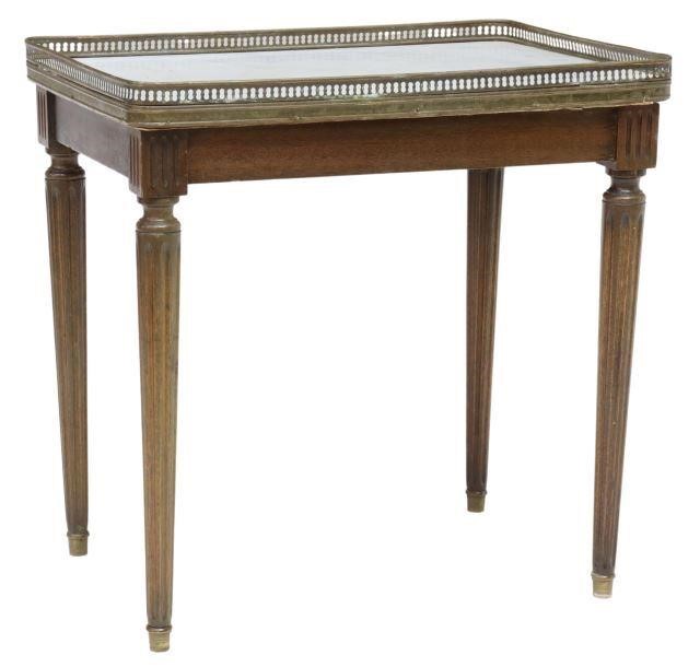 Appraisal: French Louis XVI style mahogany side table th c pierced