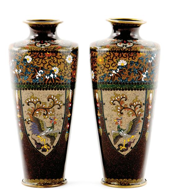 Appraisal: Pair Chinese cloisonne vases late th early th century tapering