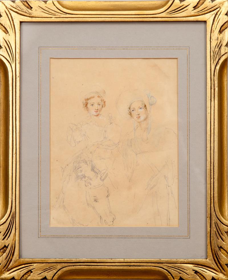 Appraisal: Continental School Study of Two Female Figures and a Horse