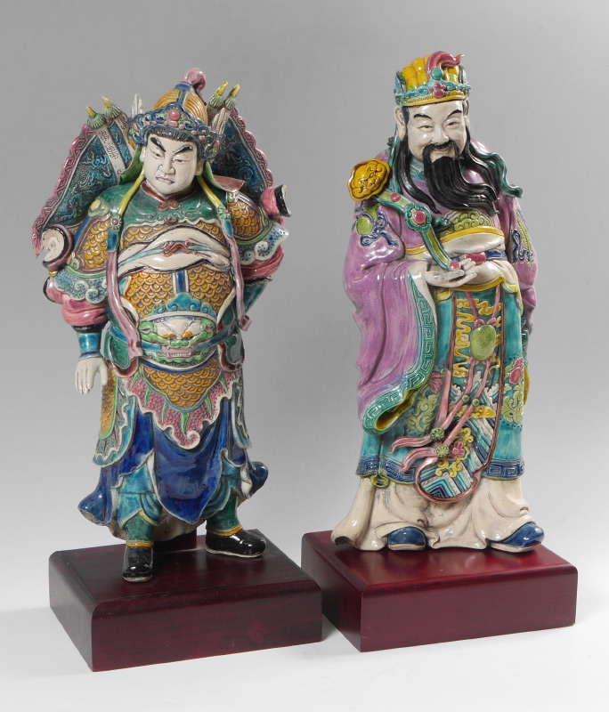 Appraisal: PIECE CHINESE SHIWAN POLYCHROME FIGURES pieces total each affixed to