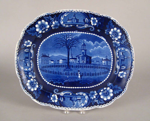 Appraisal: Historical blue Staffordshire platter th c depicting Winter View Pittsfield