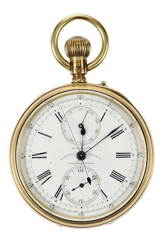 Appraisal: kt Chronograph Pocket Watch mm case black Roman numeral hour