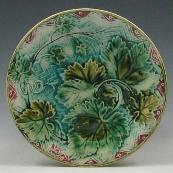 Appraisal: Majolica Maple Leaf Dish unmarked two small glaze chips on