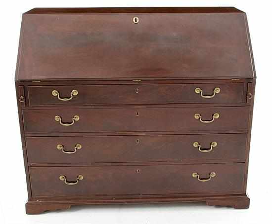 Appraisal: American Chippendale mahogany slant-front desk late th century rectangular top