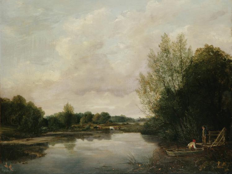 Appraisal: GEORGE BARRELL WILCOCK A river landscape inscribed on a label