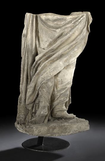 Appraisal: Monumental Cast-Stone Robed Statue depicting the lower body of a