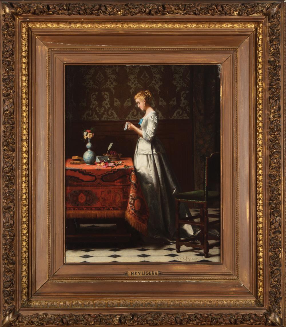 Appraisal: Gustaaf Antoon Francois Heyligers Dutch - The Letter oil on