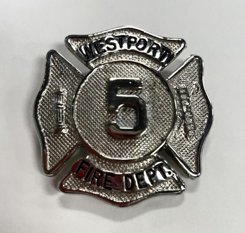 Appraisal: Metal pin for the Westport Fire Department measure x in