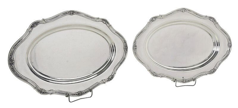 Appraisal: Pair of Oval Sterling Trays American th century shaped oval