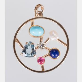 Appraisal: A kt Yellow Gold Diamond Aquamarine Ruby Lapis Pearl and