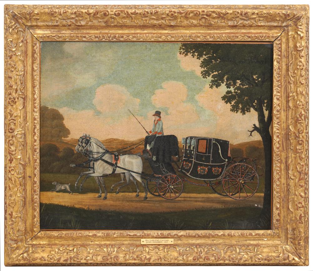 Appraisal: JOHN CORDREY 'HER LADYSHIP'S CARRIAGE' OILPainting John Cordrey U K