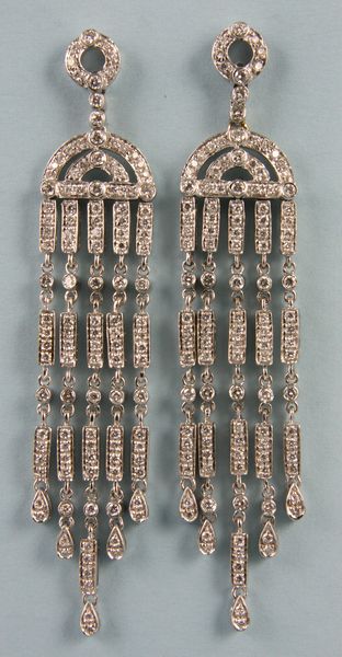 Appraisal: Pair of white gold and diamond earrings diamonds ct l