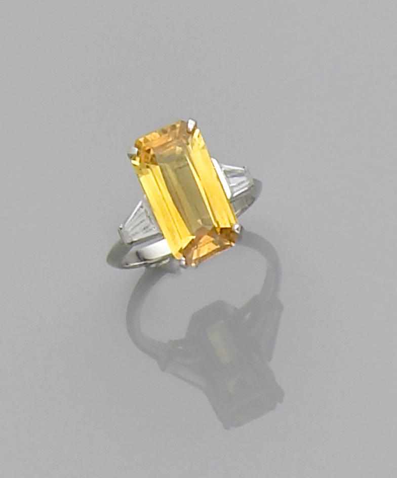 Appraisal: Property of a Virgina Private Collector Yellow Sapphire and Diamond