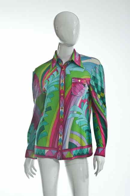 Appraisal: VINTAGE LEONARD BLOUSE Early s In signature vivid geometric and