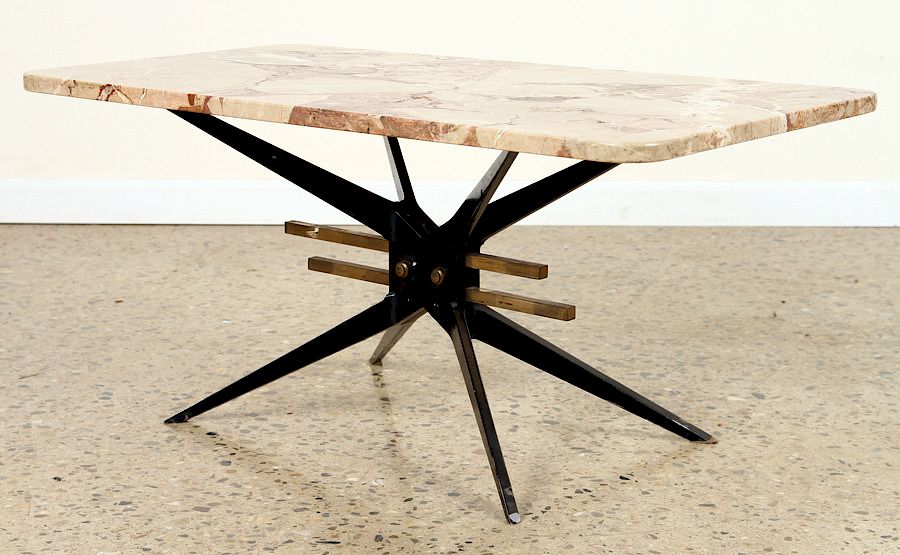 Appraisal: ITALIAN MARBLE TOP IRON COFFEE TABLE C An Italian marble