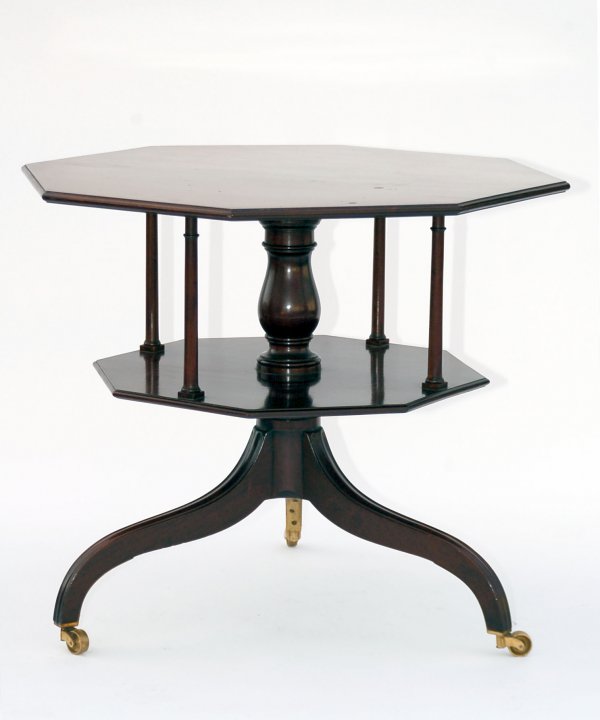 Appraisal: Mahogany octagon table Turned center support resting on curved legs