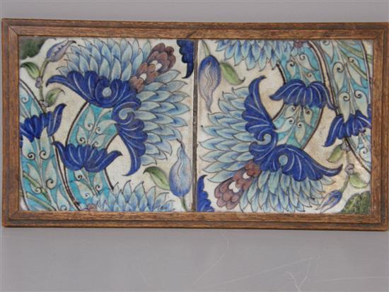 Appraisal: Pair of William De Morgan tiles in the Iznik manner