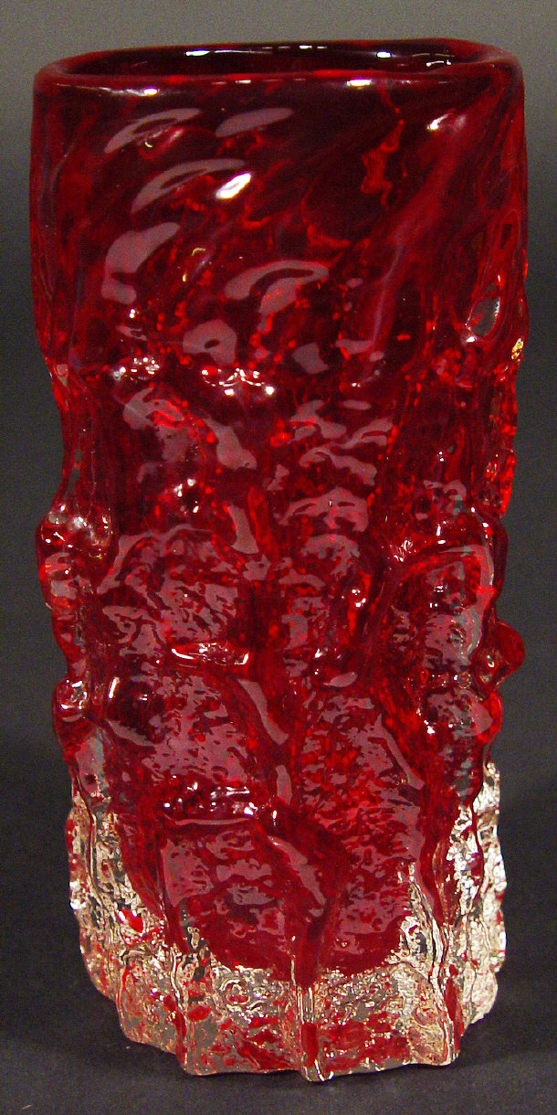 Appraisal: Whitefriars ruby bark glass vase cm high