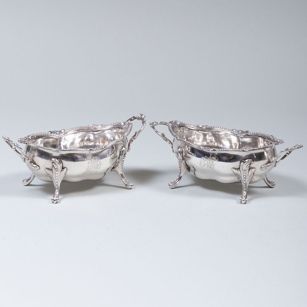 Appraisal: Pair of George III Silver Sauce Tureens Marked London maker's