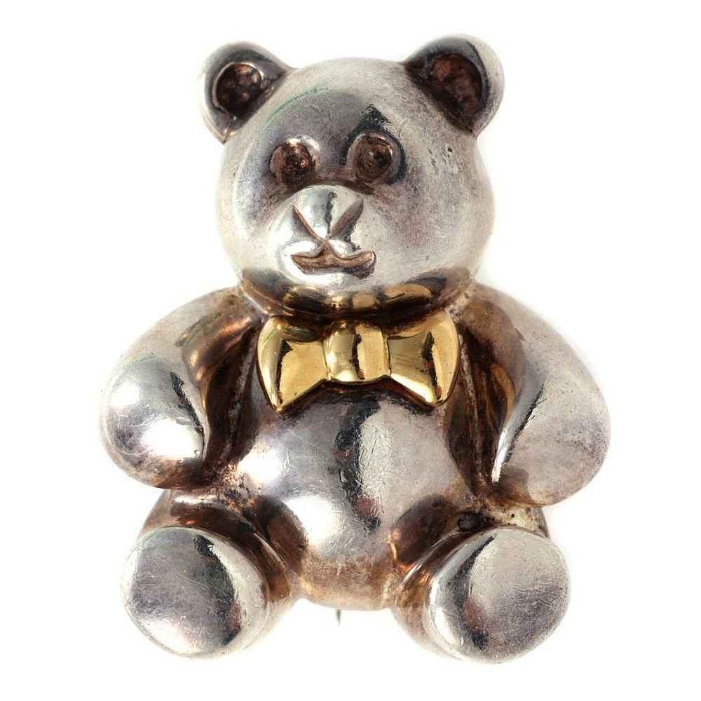 Appraisal: Tiffany Co sterling k gold Teddy Bear brooch signed Tiffany