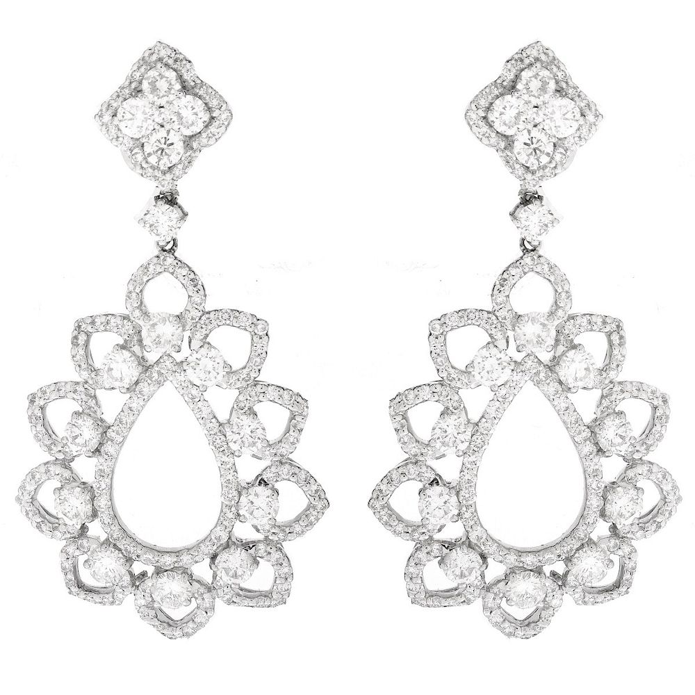 Appraisal: Diamond and K Gold Earrings Carat Round Brilliant Cut Diamond