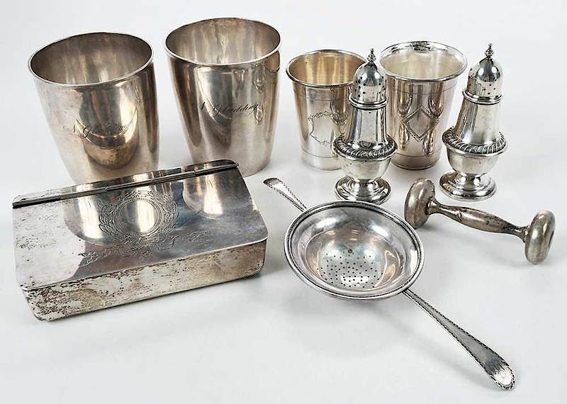 Appraisal: Sterling and Continental Silver Hollowware American th century including pair