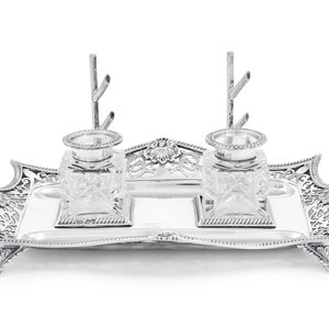 Appraisal: An Edwardian Silver Inkstand William Hutton Sons London the inkstand