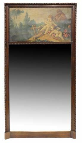 Appraisal: French Louis XVI style walnut trumeau mirror late th c